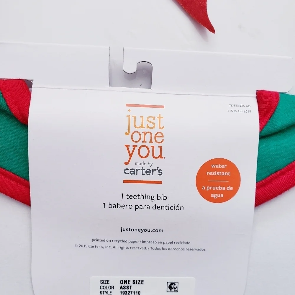 Carter's Teething Bib Water Resistant Holiday New